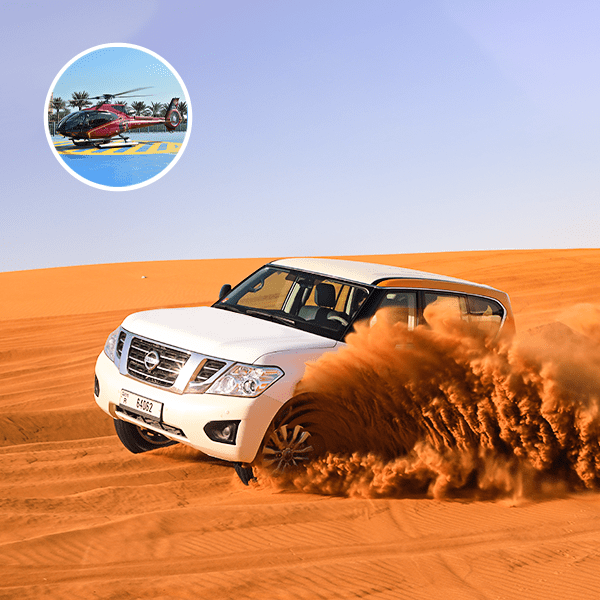 12 Mins Helicopter Tour & Evening Desert Safari